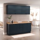 Ver imagem 1 de Cozinha Compacta Modulada 7 Portas 3 Gavetas 100% MDF 2 Tampos Sevilha Azul/Órion
