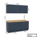 Ver imagem 3 de Cozinha Compacta Modulada 7 Portas 3 Gavetas 100% MDF 2 Tampos Sevilha Azul/Órion
