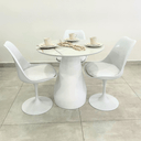 Ver imagem 4 de Mesa de Jantar Cone Balonê Redonda 80 cm Tampo Marmorizado Calacata Base Branca Mesa de Jantar Cone