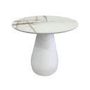 Ver imagem 1 de Mesa de Jantar Cone Balonê Redonda 80 cm Tampo Marmorizado Calacata Base Branca Mesa de Jantar Cone