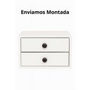 Ver imagem 3 de Mesa Cabeceira Suspensa 25cm MDF Branco 2 Gavetas Enviada Montada