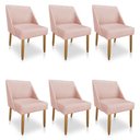 Ver imagem 1 de Kit 06 Cadeiras Poltrona Juliana Suede Pés Palito Castanho Rosa Bebê