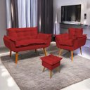 Ver imagem 1 de Kit Namoradeira Poltrona e Puff Decorativo para Sala Manicure Consultório Alice Suede