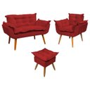 Ver imagem 2 de Kit Namoradeira Poltrona e Puff Decorativo para Sala Manicure Consultório Alice Suede