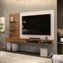 Ver imagem 3 de Painel para TV até 60 Polegadas Bento Ripado com Nichos - Freijó/Offwhite