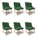 Ver imagem 1 de Kit 6 Cadeiras Estofadas para Sala de Jantar Pés Palito Lia Veludo Verde Esmeralda - Ibiza