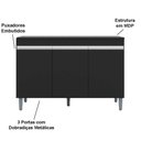 Ver imagem 3 de Balcão de Pia para Cozinha 120 Cm Kadu 3 Portas Preto