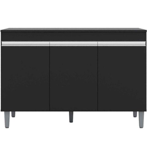 Balcão de Pia para Cozinha 120 Cm Kadu 3 Portas Preto