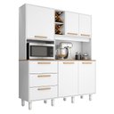 Ver imagem 1 de Armário para Cozinha Kit Max 160 Cm 5 Portas 3 Gavetas Branco Fosco Brilho - Zanzini