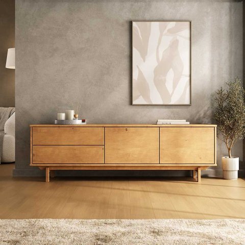 Rack Minimalista Sala 170 cm TV até 70 Pés Elevados Madeira Freijó Lita Idimex