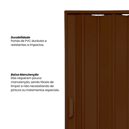 Porta Sanfonada de PVC 210x94cm Bariri Coffe - 5 Porta Sanfonada de PVC 210x94cm Bariri Coffe - 5