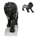 Ver imagem 4 de Escultura Estátua Leão Caminhando Grande 83 Cm:preto Brilho