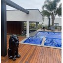 Ver imagem 5 de Escultura Estátua Leão Caminhando Grande 83 Cm:preto Brilho