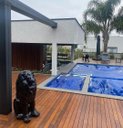 Ver imagem 5 de Escultura Estátua Leão Caminhando Grande 83 Cm:preto Brilho