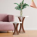 Ver imagem 1 de Conjunto de 02 Mesa de Canto Cálice Redonda 40 e 60cm de Altura Branco