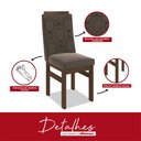 Ver mais imagens de Conjunto Sala de Jantar Mesa 90x120cm Tampo Vidro com 4 Cadeiras Madeira Maciça Tecido Joli Marrom/Tabaco/Preto