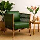 Ver imagem 1 de Poltrona Corda Náutica Marrom Verde Sala Varanda Estar Hall