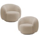 Ver imagem 1 de Kit 02 Poltronas Giratória Orgânica para Sala Living Elodie M05 Bouclê Creme - Lyam Decor