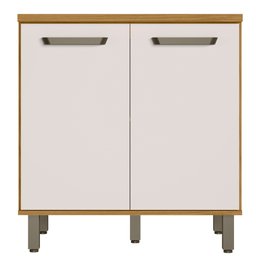 Balcão para Pia de Cozinha 80cm 2 Portas com Tampo Criare Freijó/off Acetinado - Poliman - 1 Balcão para Pia de Cozinha 80cm 2 Portas com Tampo Criare Freijó/off Acetinado - Poliman - 1