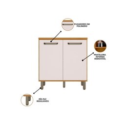 Balcão para Pia de Cozinha 80cm 2 Portas com Tampo Criare Freijó/off Acetinado - Poliman - 3 Balcão para Pia de Cozinha 80cm 2 Portas com Tampo Criare Freijó/off Acetinado - Poliman - 3