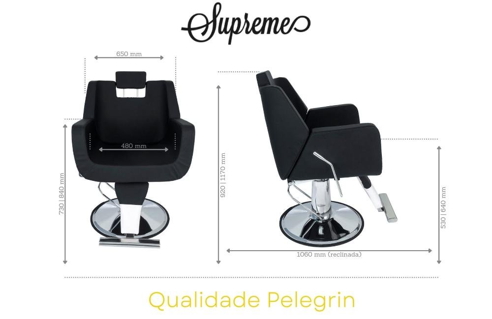 Cadeira Hidráulica Reclinável Barbeiro Salão Pelegrin PEL-9313 Preto - 2