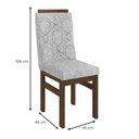 Ver imagem 4 de Conjunto Sala de Jantar Mesa 90x120cm Tampo Vidro com 4 Cadeiras Madeira Maciça Tecido Linho Cinza/Tabaco/Preto