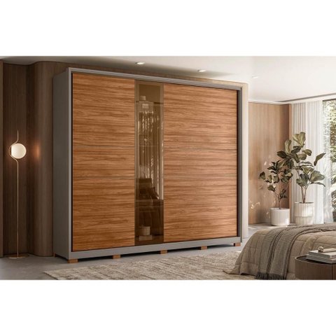 Guarda Roupa Casal 2 Portas Authentic Nogueira/Nude Demóbile