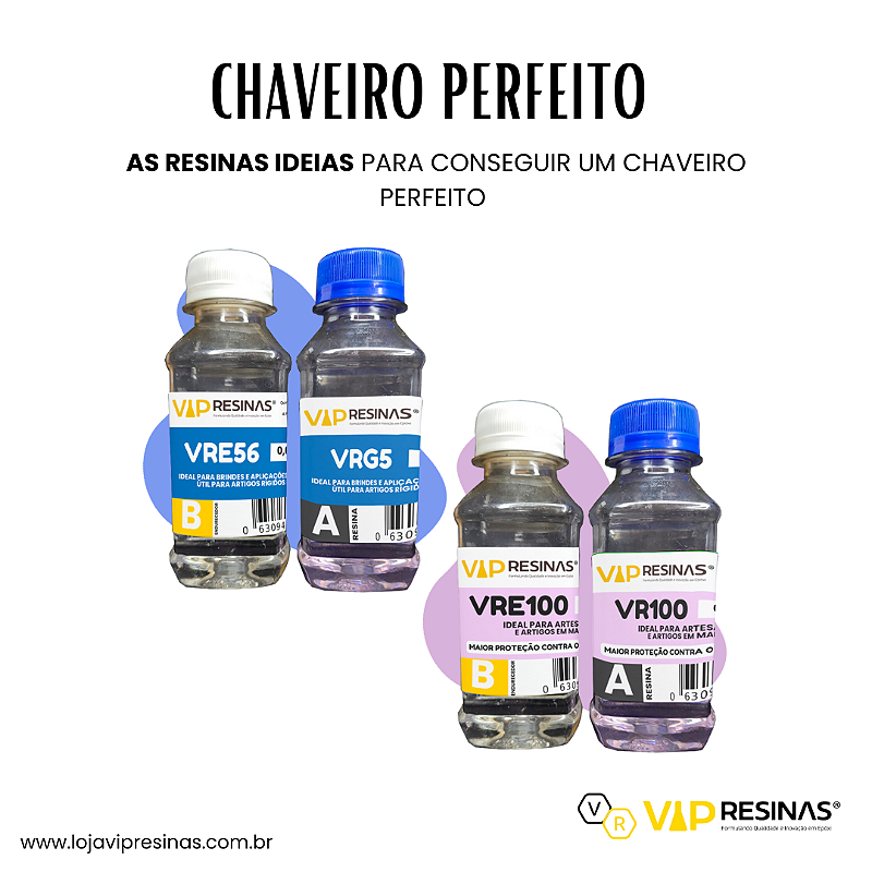 Kit Resinas Baixa Viscosidade Chaveiro Vr100 295g Total - 2