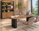 Ver imagem 1 de Conjunto Escritório Artany: Mesa Organic e Estante c/ LED
