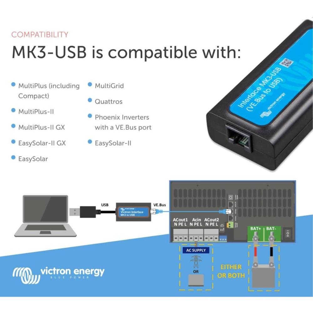 Cabo Victron Off Grid Ve.interface Mk3-usb Ass030140000 Multiplus e Quattro Config - 4