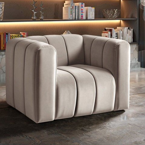 Poltrona Decorativa Mona Retrô Moderna Sala de Estar Cinza/Capuccino