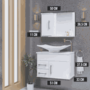 Ver imagem 2 de Conjunto Turin Armário Suspenso Gabinete para Banheiro com Cuba e Espelheira