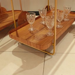 Carrinho Bar Adega Montreal Industrial Tampo Laminado Mel - Dourada - 5