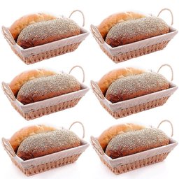 Kit 6 Cestas Papel 29x12cm Servir Pães Restaurantes Forro Tecido Frutas Decoração Retangulares - 2