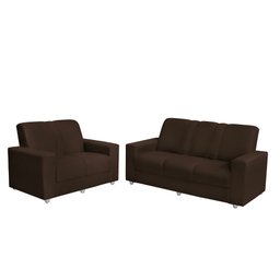 Conjunto de Sofá Roma 3 e 2 Lugares 1,74m X 1,24m Suede Marrom Café - Sofá Casa - 2
