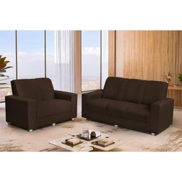 Conjunto de Sofá Roma 3 e 2 Lugares 1,74m X 1,24m Suede Marrom Café - Sofá Casa - 1