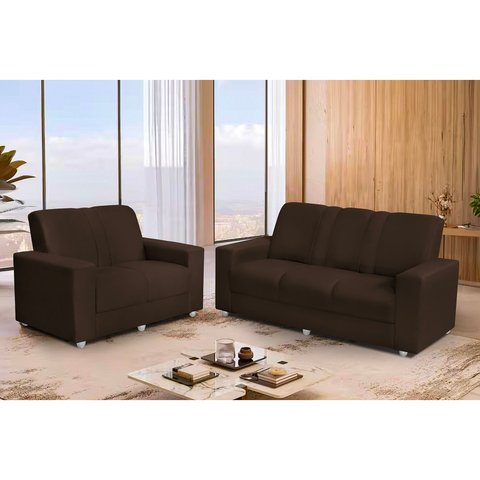 Conjunto de Sofá Roma 3 e 2 Lugares 1,74m X 1,24m Suede Marrom Café - Sofá Casa