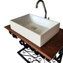 Ver mais imagens de Lindo Balcão de Banheiro Rústico em Ferro e Madeira de Demolição Libertas Rosas Artesanato Bancada R