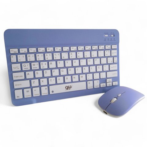 Kit Teclado e Mouse Wireless Slim A6732 Roxo Recarregável para Escritório e Trabalho