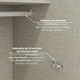 Guarda Roupa 2 Portas 3 Gavetas Seletto - 8