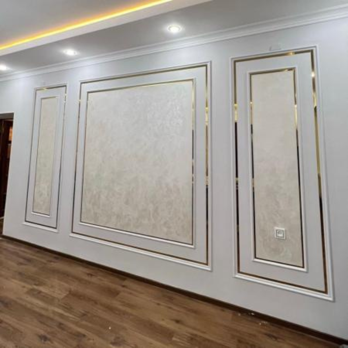 Fita Metalizada Decorativa Painel Parede Efeito Marmore 1 Metro Decoração Ripado Dourado Cabeceira S - 4