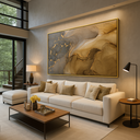 Ver imagem 1 de Quadro Decorativo Abstrato Marmorizado Marrom e Dourado
