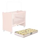 Ver imagem 2 de Berço Simples Doce Sonho 1 C/ Rodízios Qmovi Rosa Acetinado + Colchão Gazin