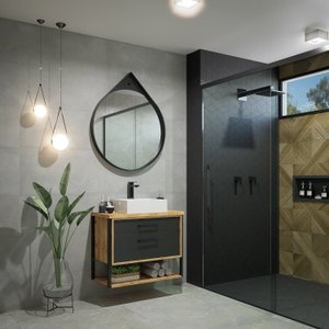 Conjunto para Banheiro Gabinete 80cm 2 Gavetas Isabela com Cuba e Espelheira 