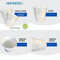 Balde Plástico 20l Vazio para Comprar 2 Pçs - 2