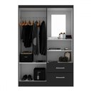 Ver imagem 3 de Guarda-roupa Solteiro Capelinha 2 Portas 2 Gavetas com Espelho Black - Evidência Móveis