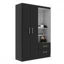 Ver imagem 1 de Guarda-roupa Solteiro Capelinha 2 Portas 2 Gavetas com Espelho Black - Evidência Móveis