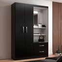 Ver imagem 2 de Guarda-roupa Solteiro Capelinha 2 Portas 2 Gavetas com Espelho Black - Evidência Móveis