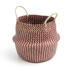 Cesto de seagrass vermelho 32cm com alças - Oikos