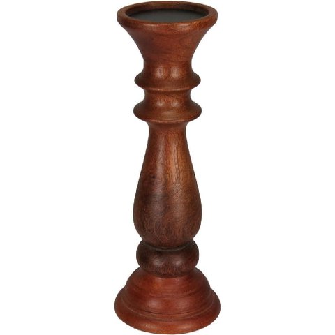 Castiçal Porta Vela Decorativo Home&co Madeira 26x9x9cm Marrom